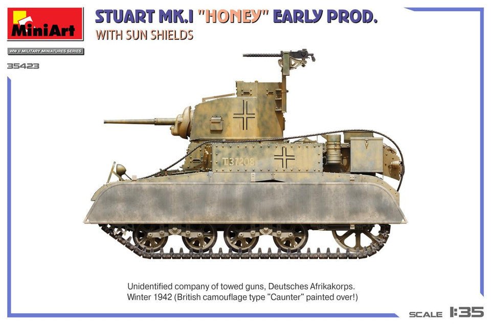 MiniArt 1:35 Stuart Mk.I Honey Early Production with Sun Shields Plastic Model Kit - Battle Born Hobby