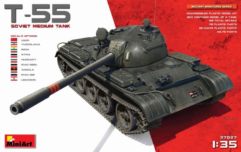 MiniArt 1:35 T-55 Soviet Medium Tank Plastic Model Kit - Battle Born Hobby
