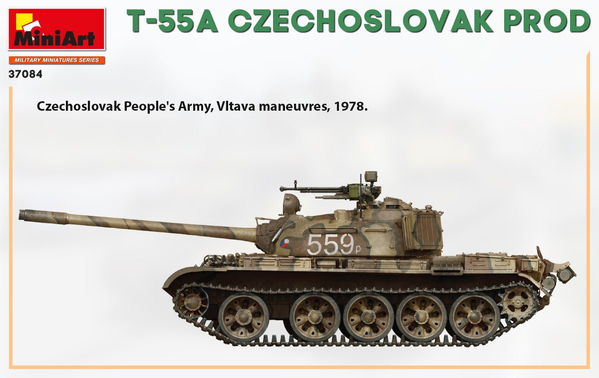 MiniArt 1:35 T-55A Czechoslovak Production Plastic Model Kit - Battle Born Hobby