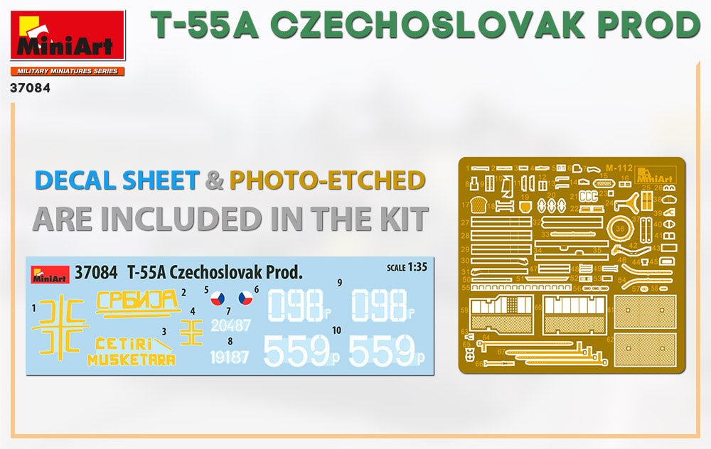 MiniArt 1:35 T-55A Czechoslovak Production Plastic Model Kit - Battle Born Hobby