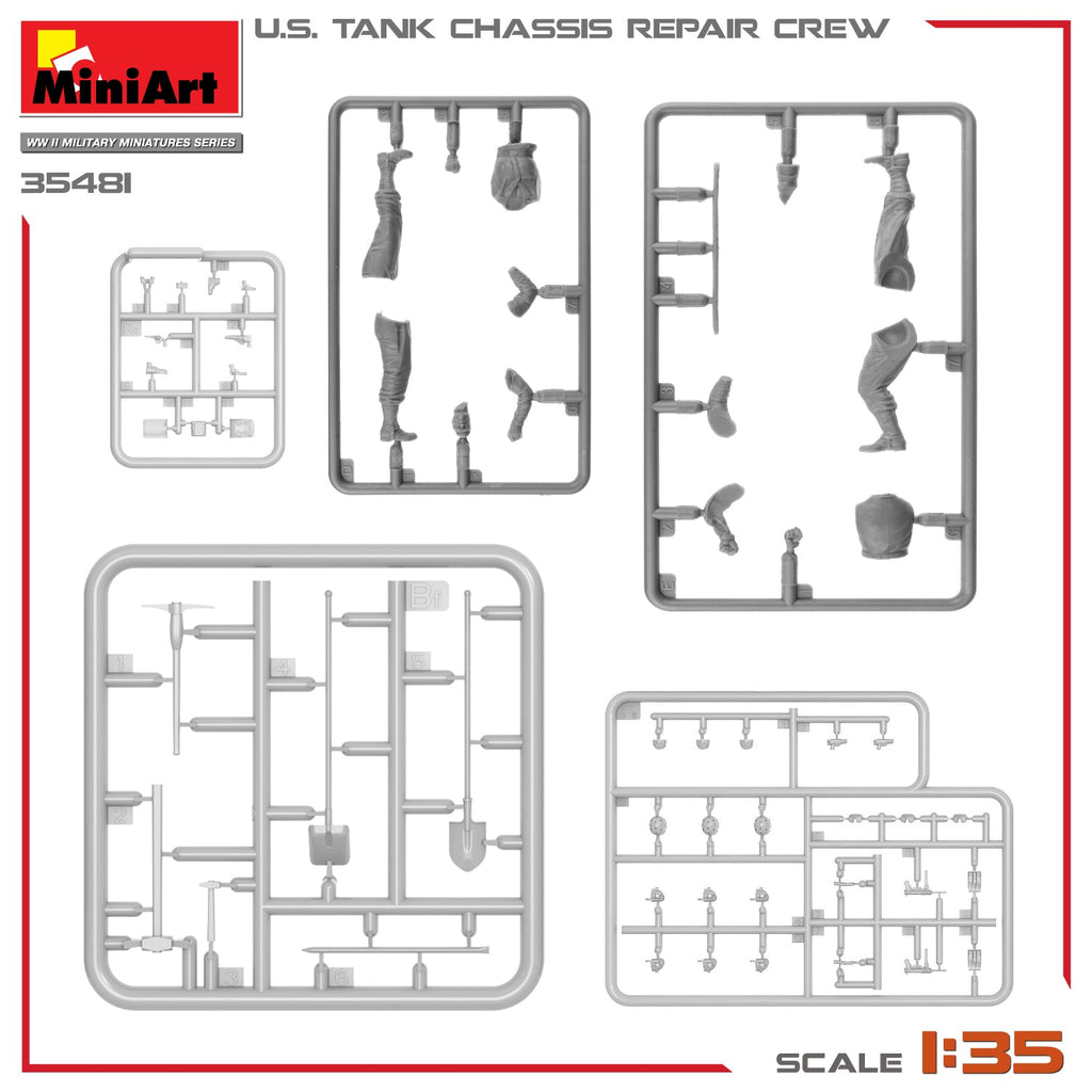 MiniArt 1:35 U.S. Tank Chassis Repair Crew Figure Set - Battle Born Hobby
