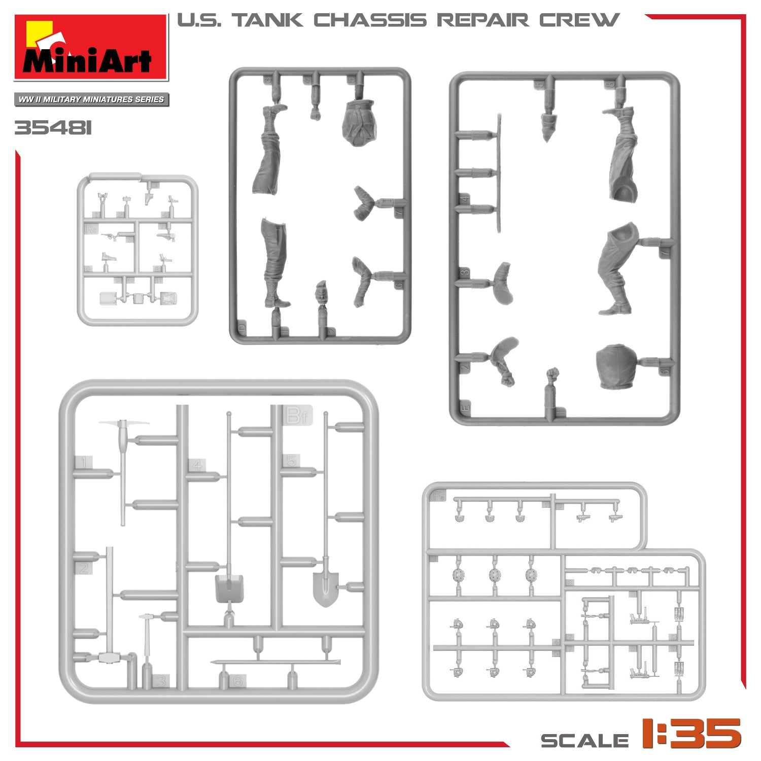 MiniArt 1:35 U.S. Tank Chassis Repair Crew Figure Set - Battle Born Hobby