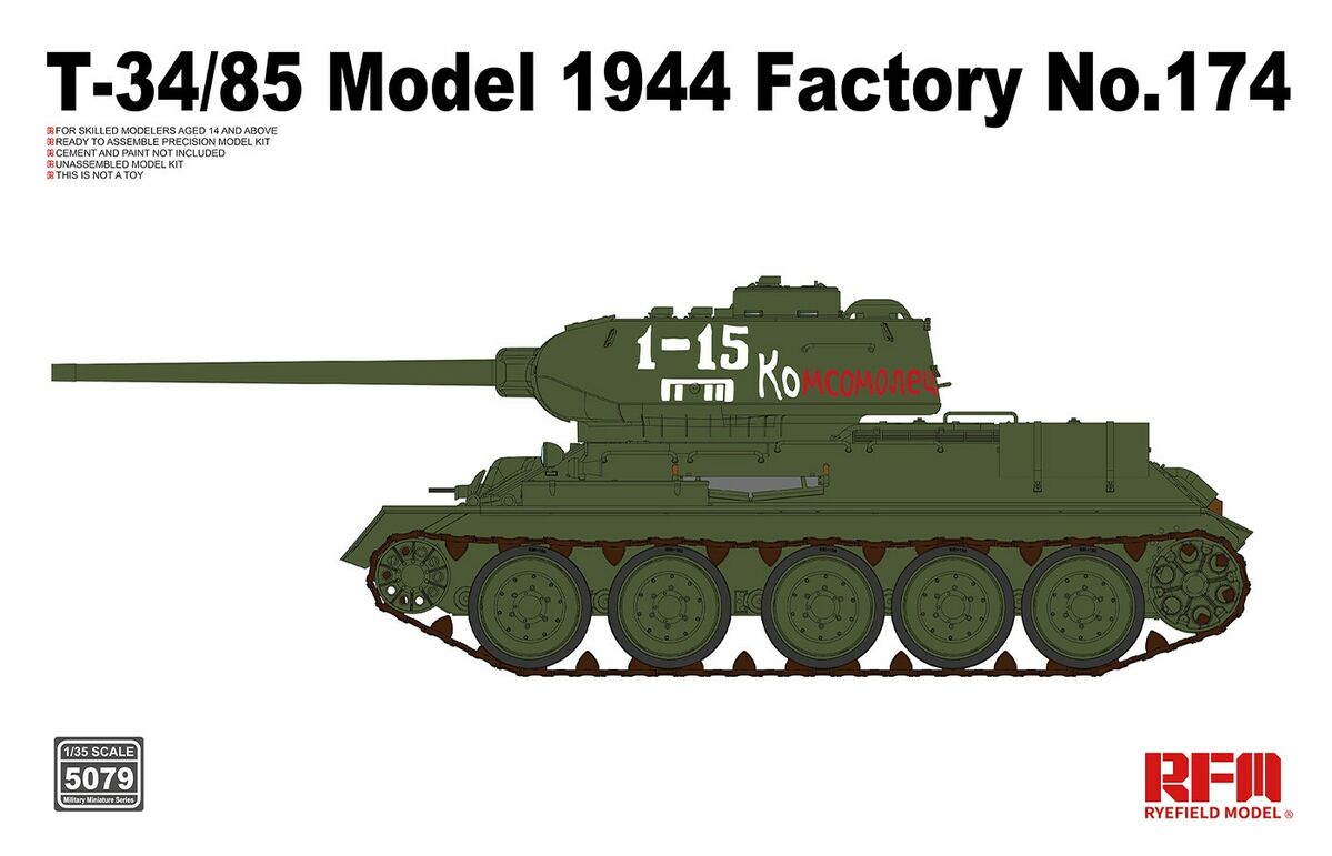Rye Field Model 1:35 T-34/85 Model 1944 Factory No. 174 - Battle Born Hobby