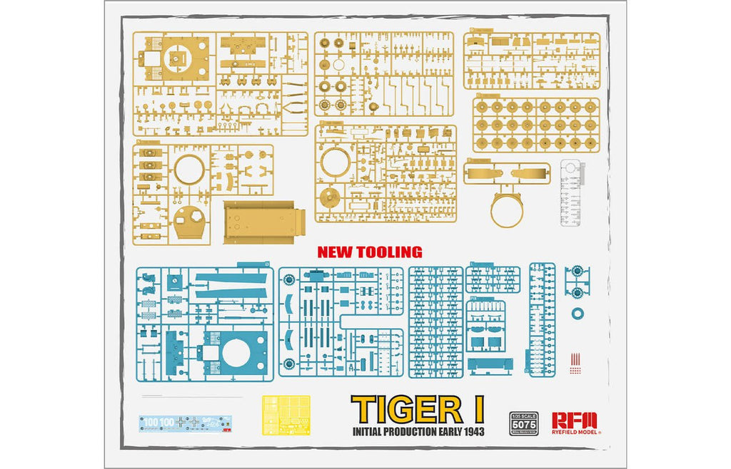 Rye Field Model 1:35 Tiger I Initial Production Early 1943 with Workable Mirror Track Links Plastic Model Kit - Battle Born Hobby