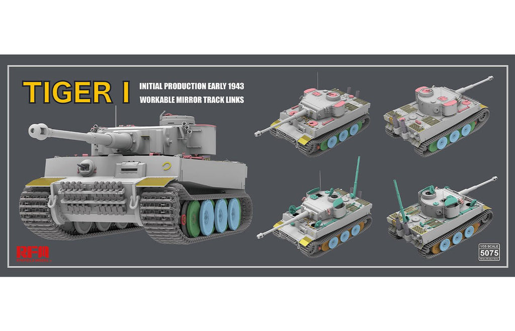 Rye Field Model 1:35 Tiger I Initial Production Early 1943 with Workable Mirror Track Links Plastic Model Kit - Battle Born Hobby
