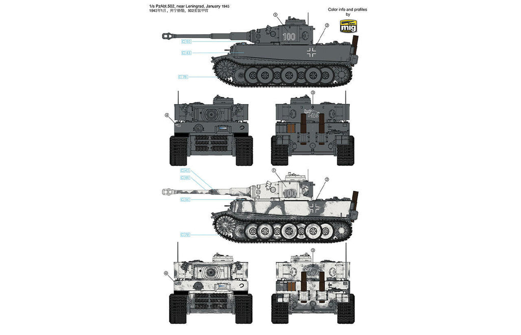 Rye Field Model 1:35 Tiger I Initial Production Early 1943 with Workable Mirror Track Links Plastic Model Kit - Battle Born Hobby
