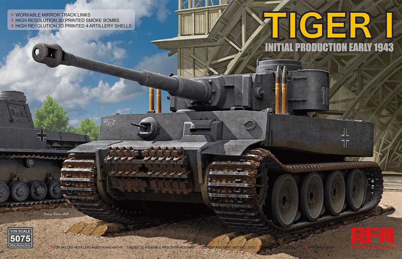 Rye Field Model 1:35 Tiger I Initial Production Early 1943 with Workable Mirror Track Links Plastic Model Kit - Battle Born Hobby