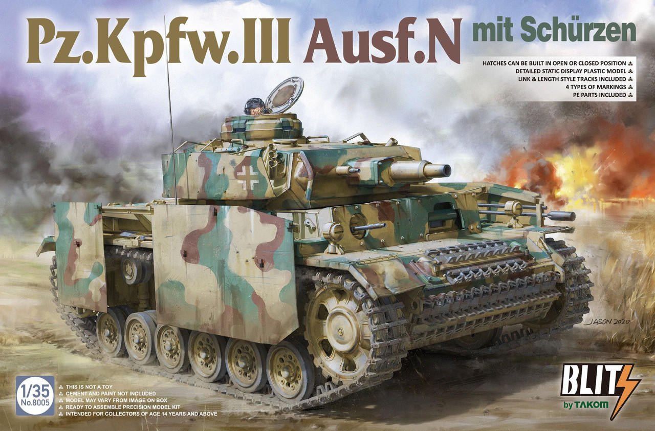 Takom PzKpfw III Ausf N Tank w/Side-Skirt Armor - Battle Born Hobby