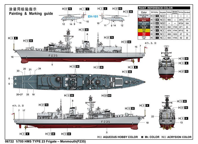 Trumpeter HMS Monmouth F235 Type 23 Frigate - Battle Born Hobby