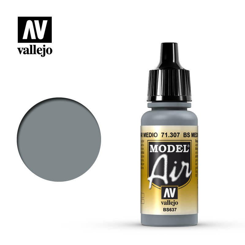 Vallejo Model Air BS Medium Sea Grey 17ml Acrylic Airbrush Paint - Battle Born Hobby
