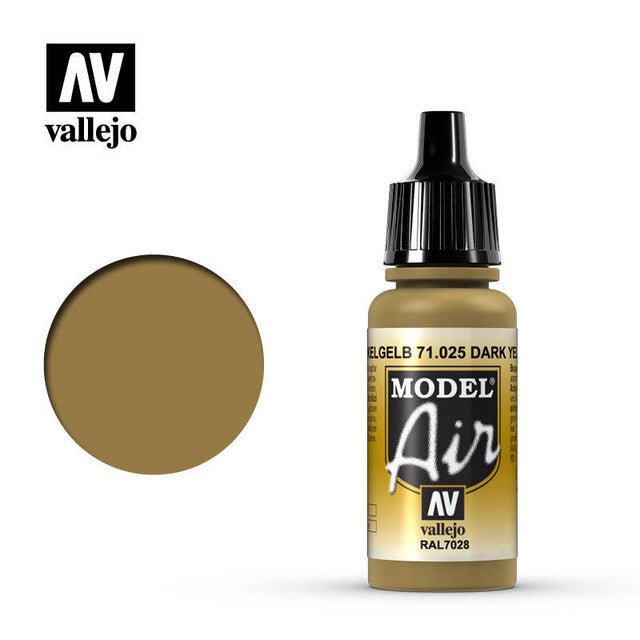 Vallejo Model Air Dark Yellow 17ml Acrylic Airbrush Paint - Battle Born Hobby