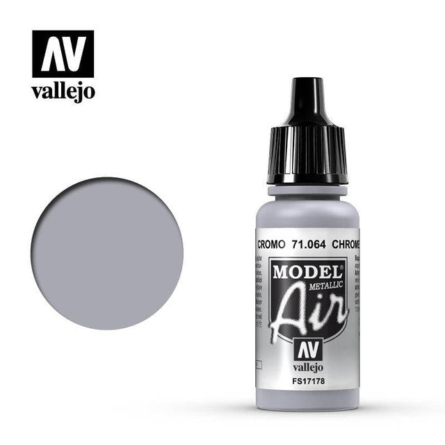 Vallejo Model Air Metallic Chrome 17ml Acrylic Airbrush Paint - Battle Born Hobby