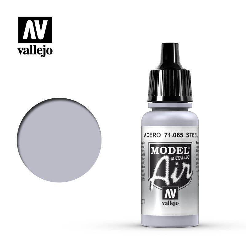 Vallejo Model Air Metallic Steel 17ml Acrylic Airbrush Paint - Battle Born Hobby
