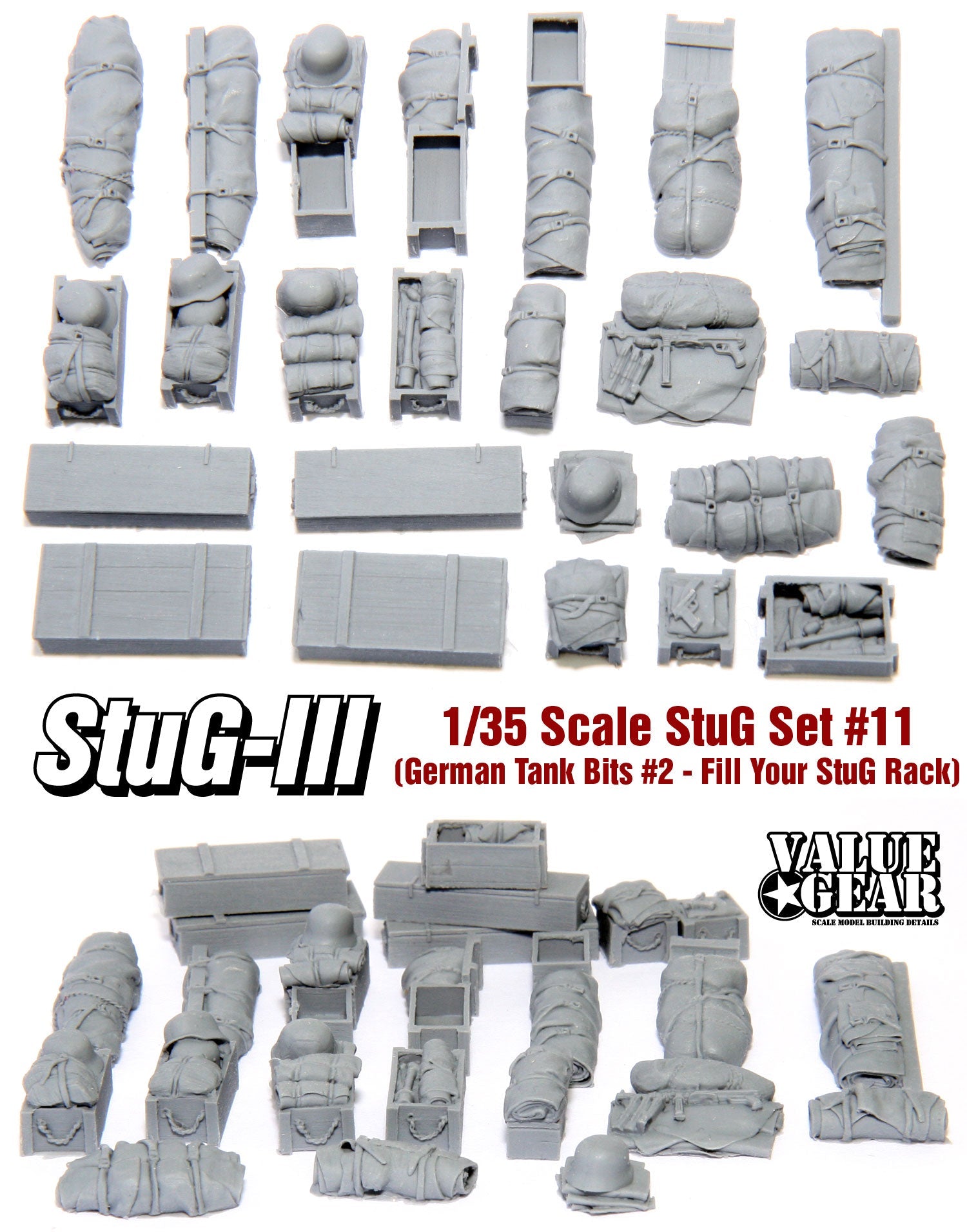 Value Gear 1/35 German Tank Bits 2 (24-Piece Resin Detail Set) - Battle Born Hobby