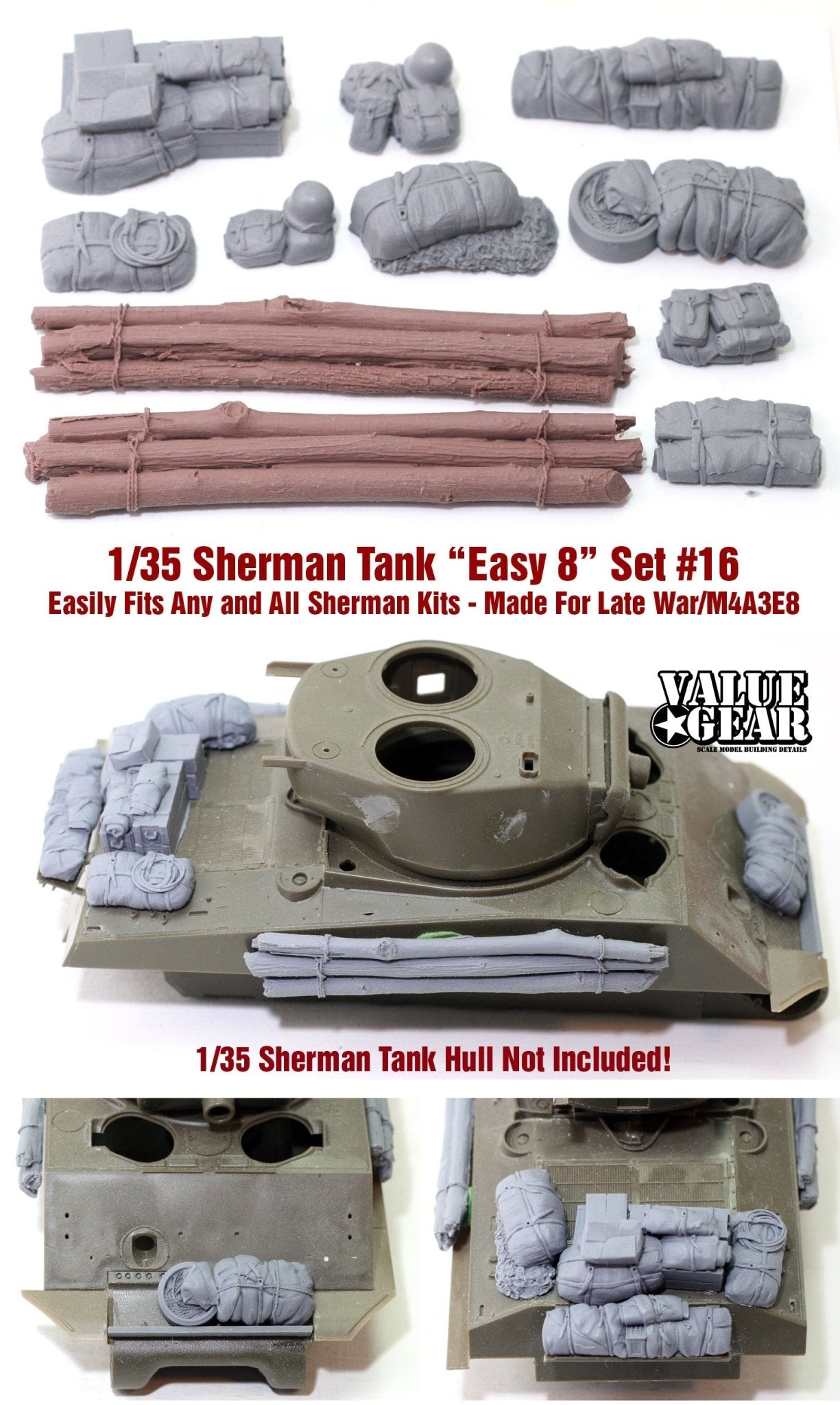 Value Gear 1/35 Sherman Easy Eight Engine Deck Set 16 with Logs - Battle Born Hobby