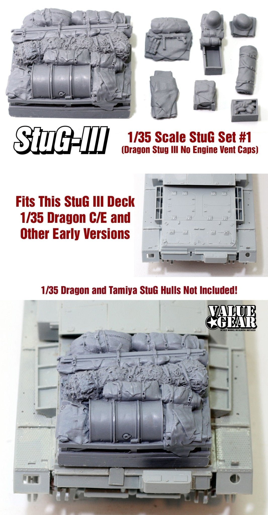 Value Gear 1/35 StuG III Set 1 for Dragon StuG III Kits (Without Engine Vent Caps) - Battle Born Hobby