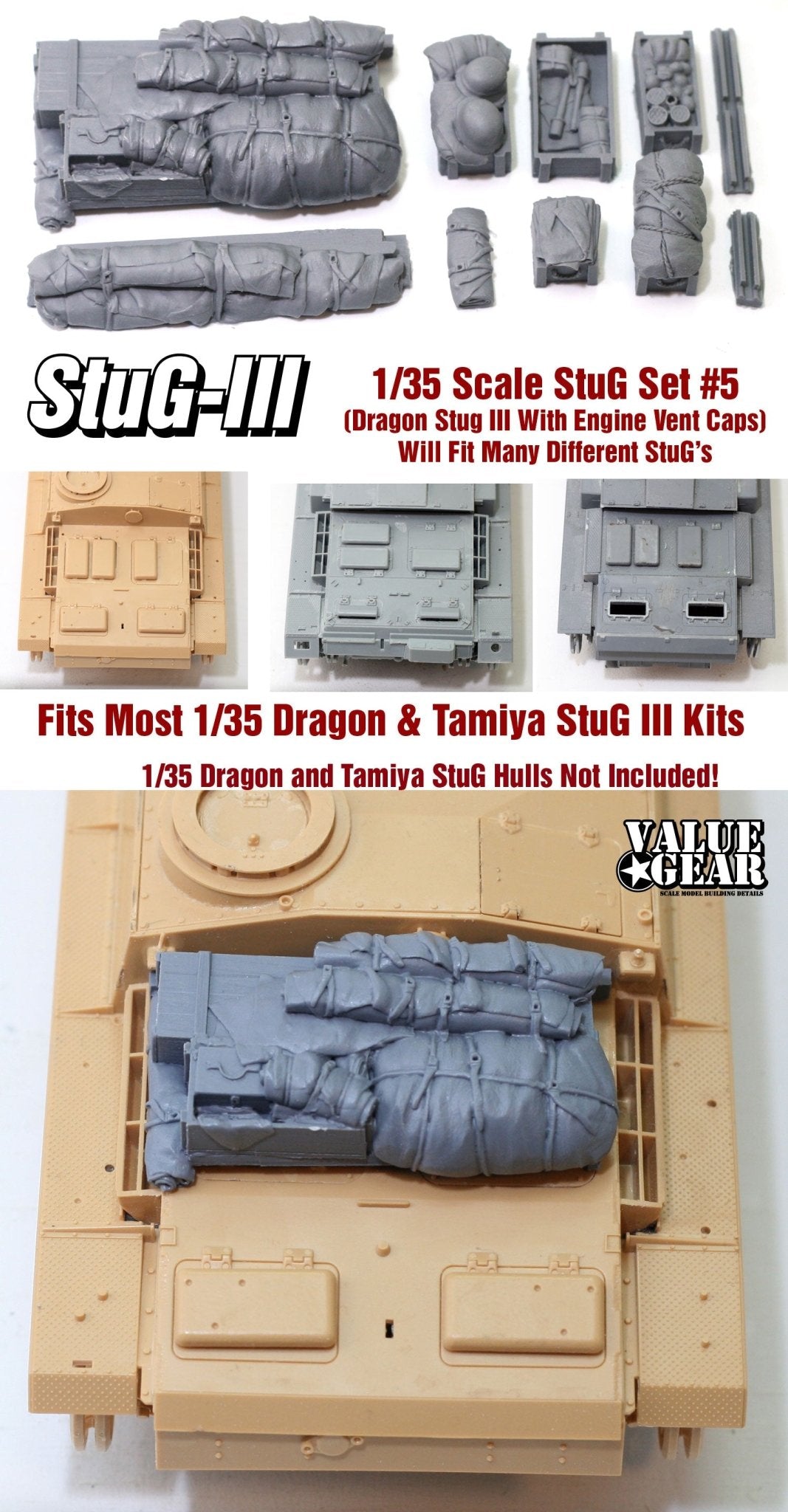 Value Gear 1/35 StuG III Set 5 for Dragon & Tamiya StuG III Kits with Engine Vent Caps - Battle Born Hobby