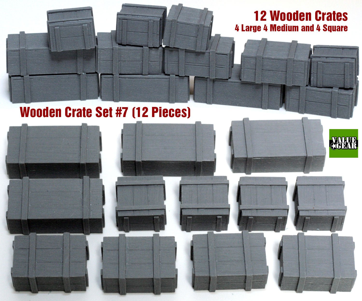 Value Gear 1/35 Wooden Crates Set 7 (12-Piece) - Battle Born Hobby
