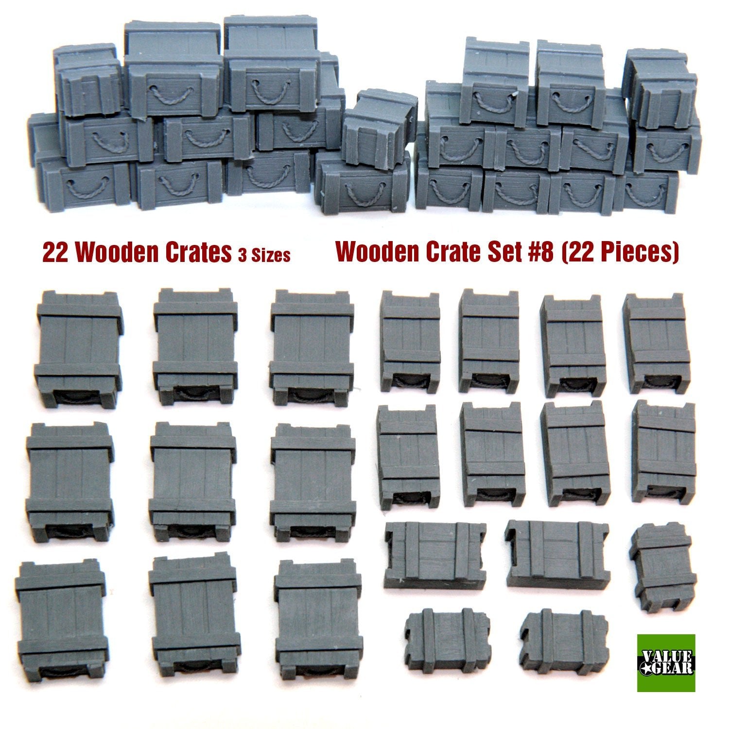 Value Gear 1/35 Wooden Crates Set 8 (22-Piece) - Battle Born Hobby