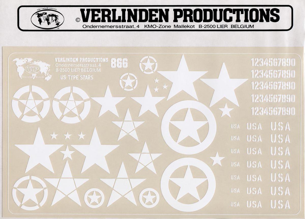 Verlinden Dry Transfer US Type Stars Various Scales 0866
